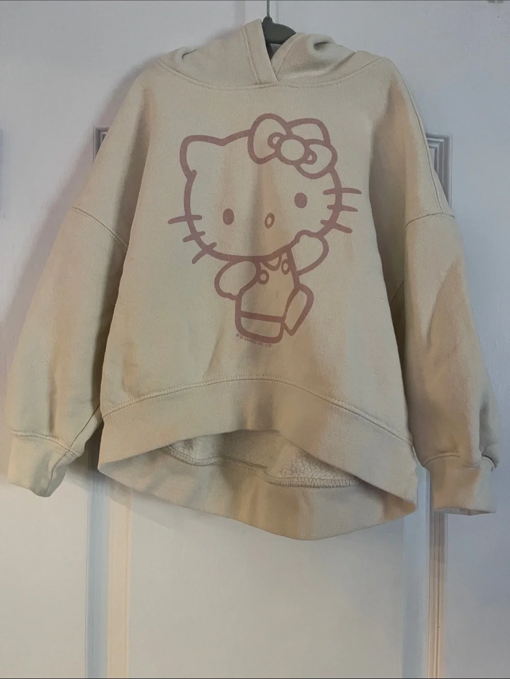 GAP Cream Hoodie with Pink Sleeve Logo